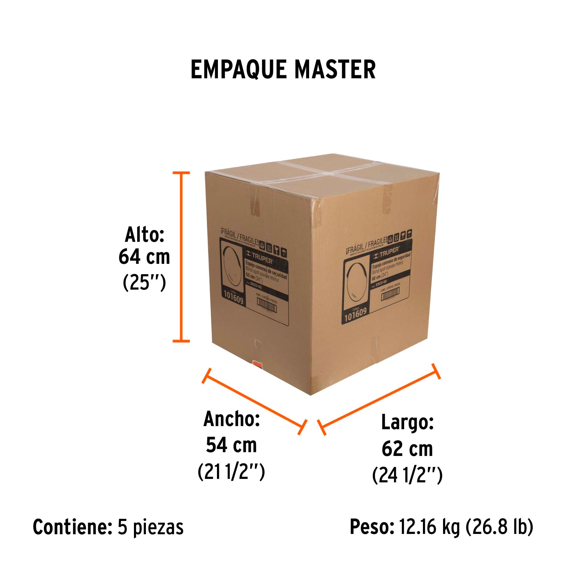 Espejo convexo de Truper 60 cm