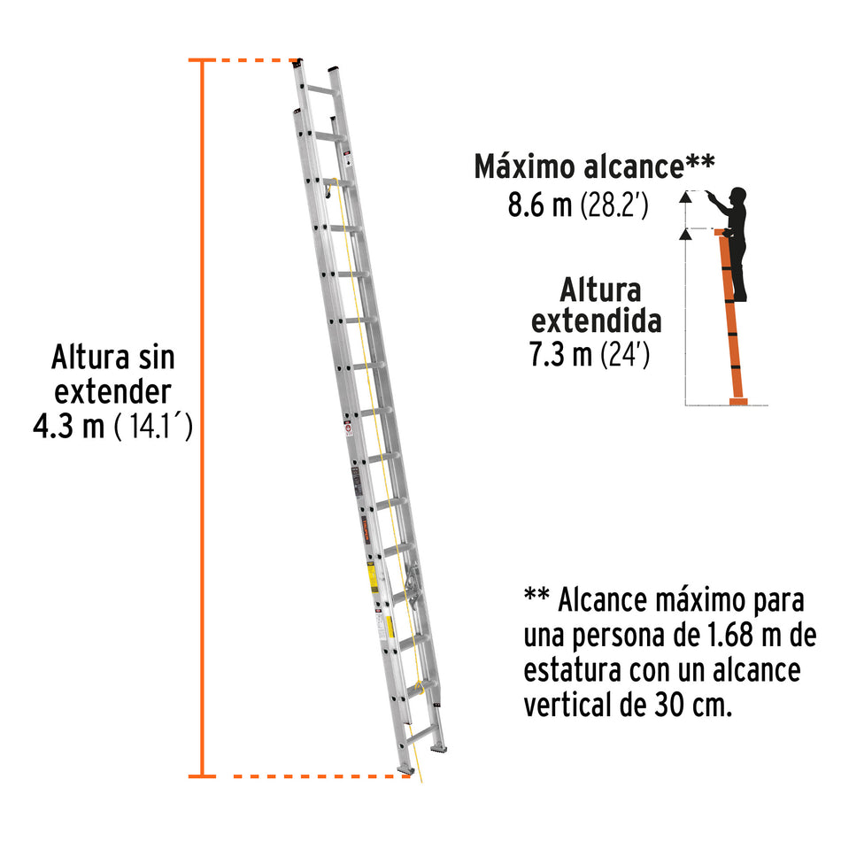 Escalera de extension tipo III 28 escalones Truper