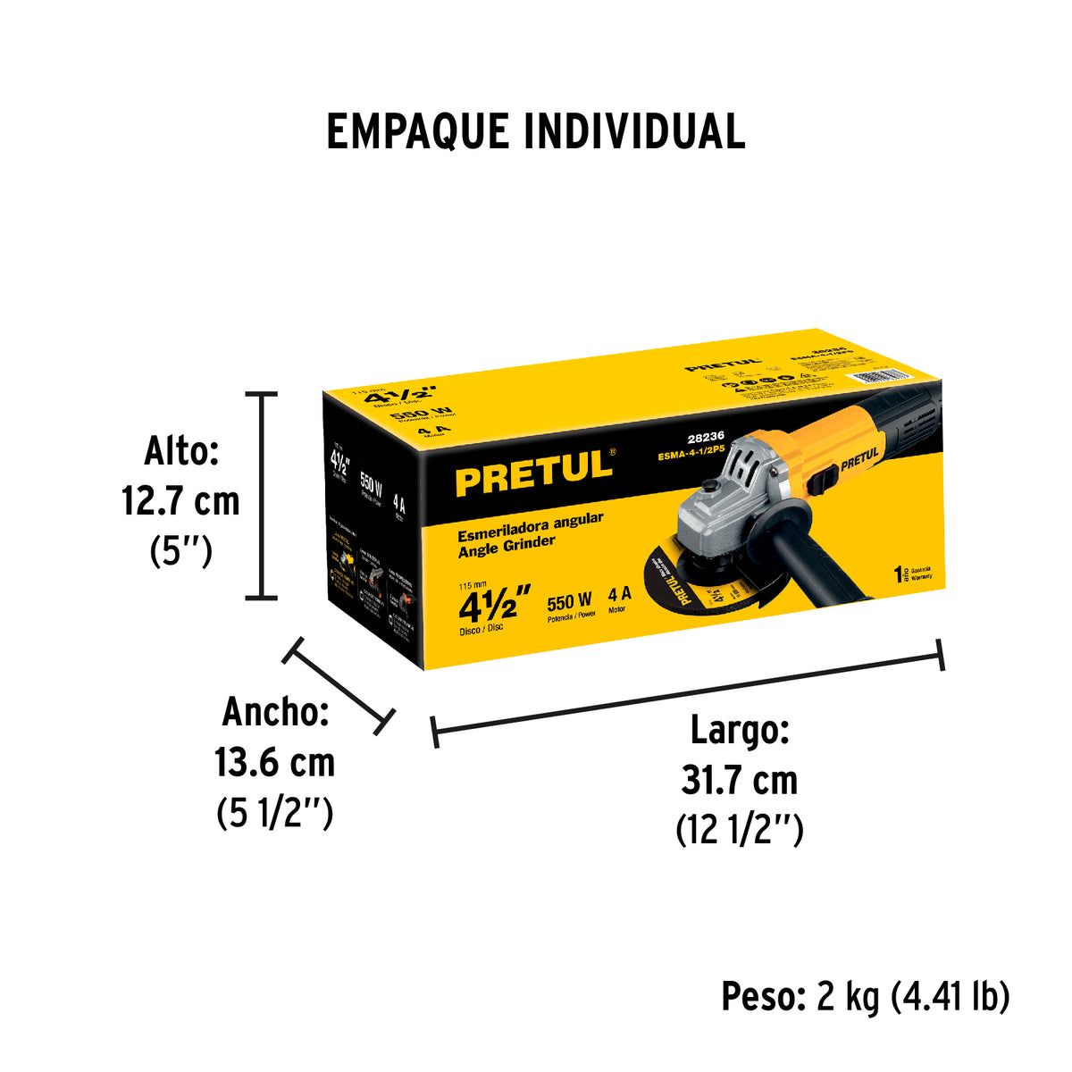 Esmeriladora angular PRETUL 550W