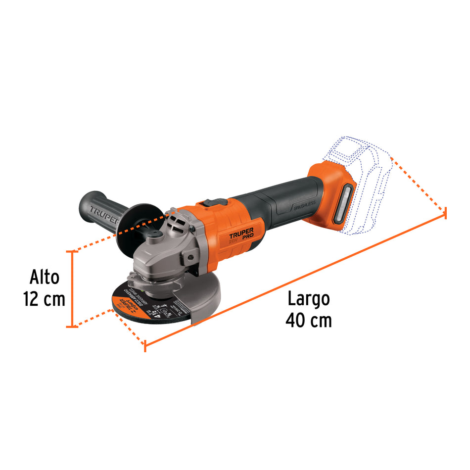 Esmeriladora 4-1/2" 20V sin accesorios TRUPER PRO