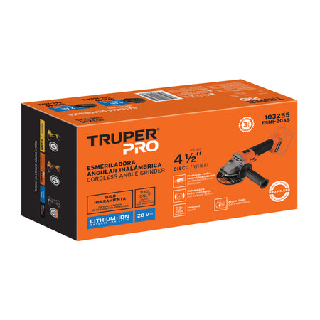 Esmeriladora 4-1/2" 20V sin accesorios TRUPER PRO