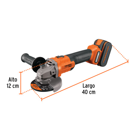 Esmeriladora 4-1/2" 20V 1 bateria 4Ah TRUPER PRO