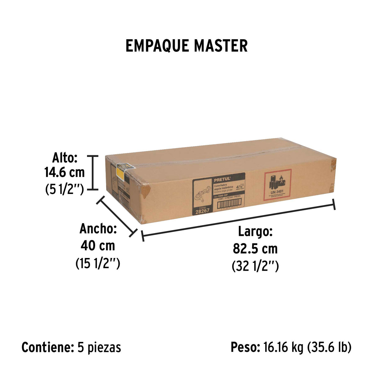 Esmeriladora 4-1/2" 20V 1 bateria 4Ah PRETUL