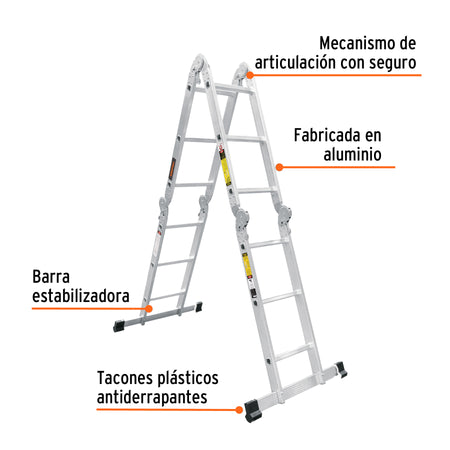 Escalera multiposicion 12 peldanos Tipo I Truper