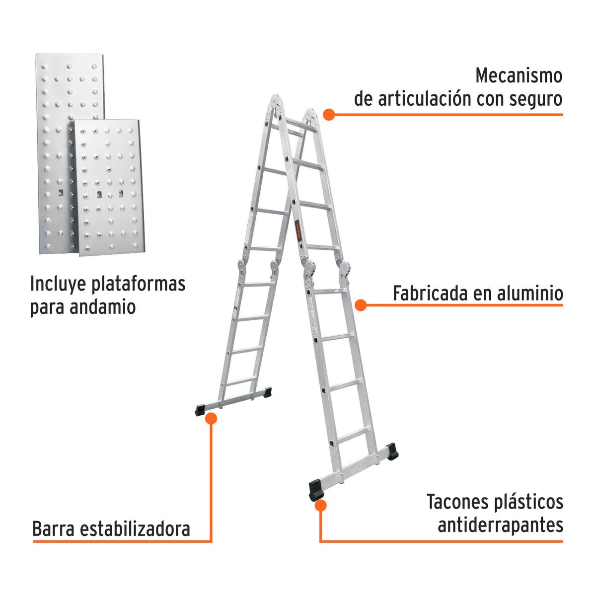 Escalera multiposicion 16 peldanos Tipo I Truper