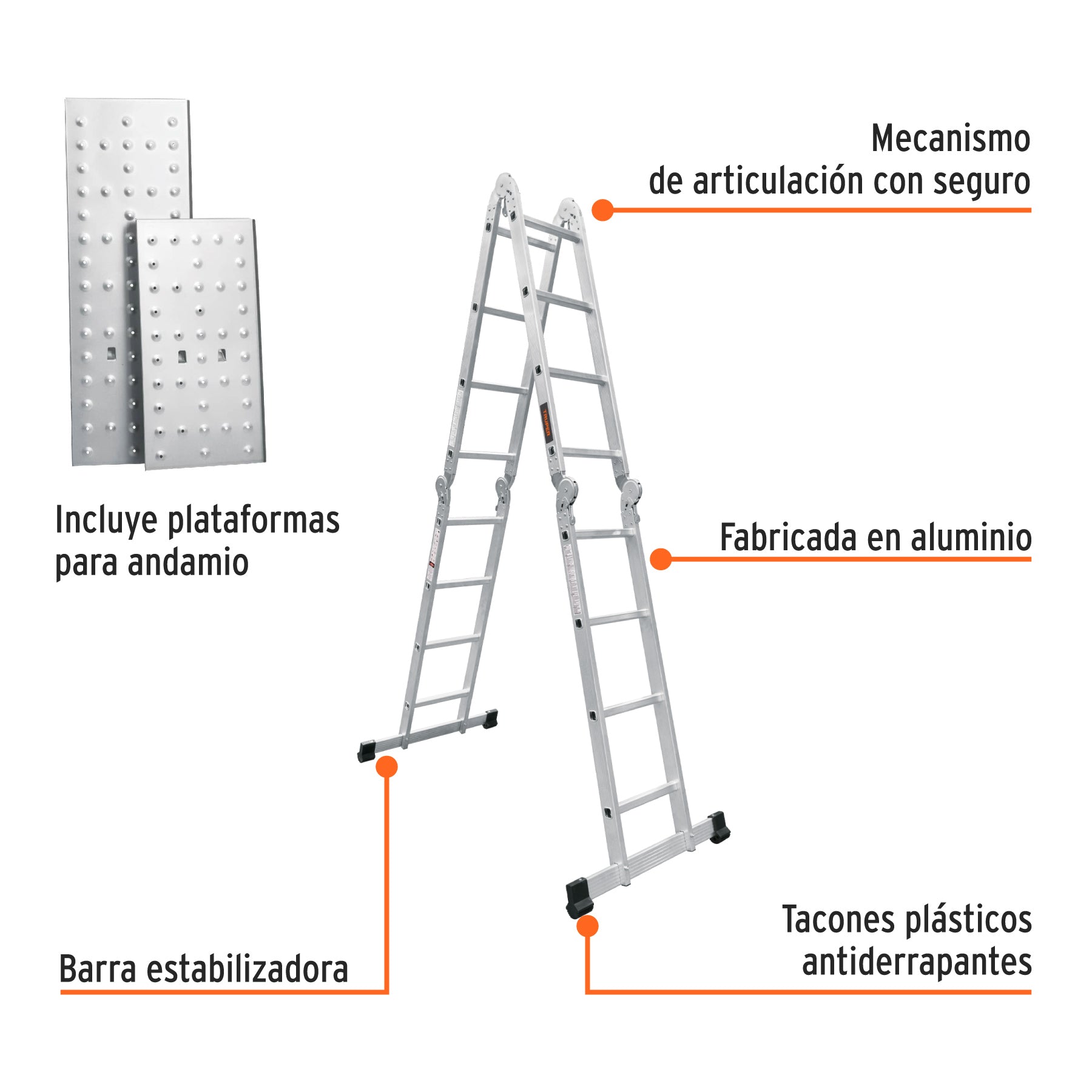 Escalera multiposicion 16 peldanos Tipo I Truper
