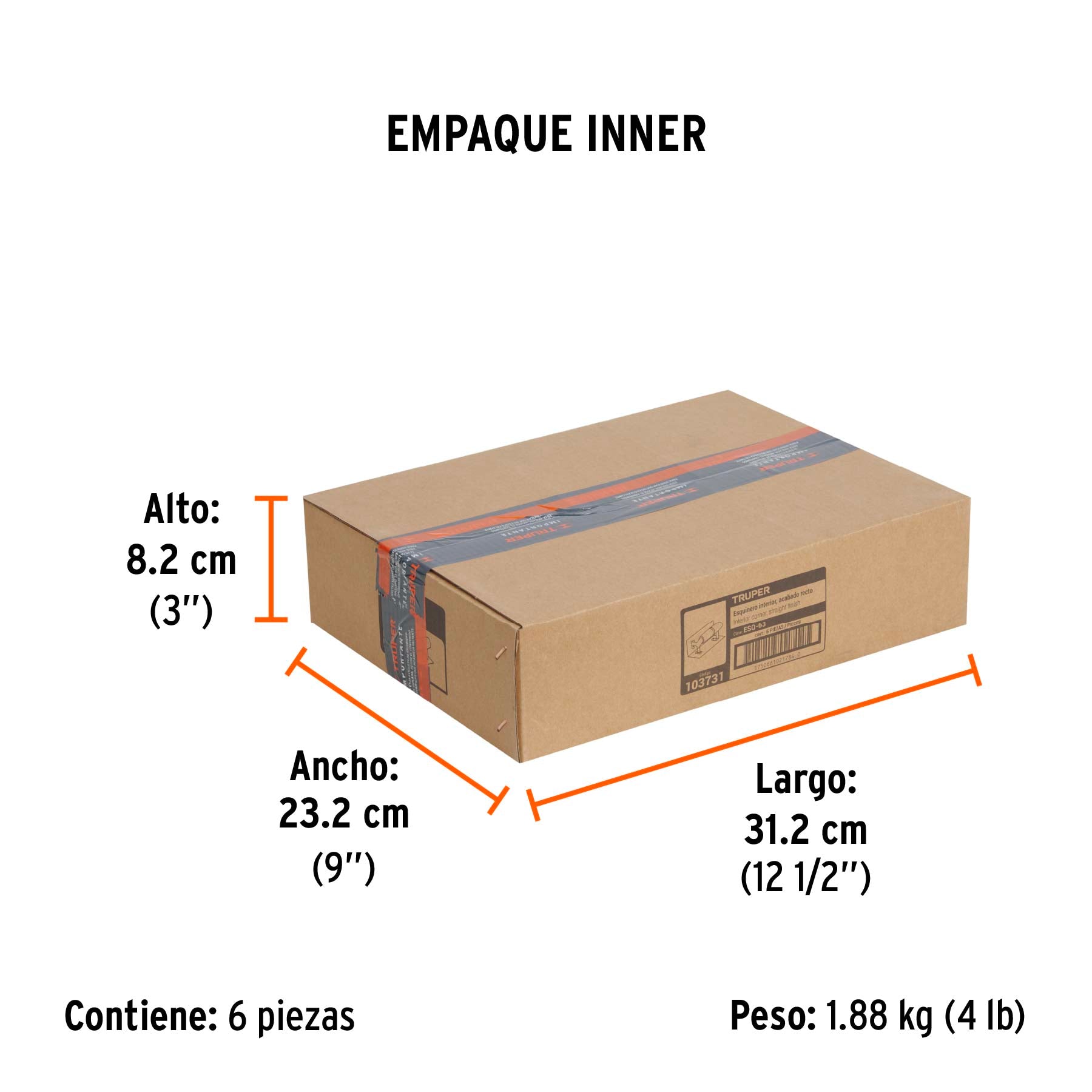 Esquinero interior para acabado recto Truper