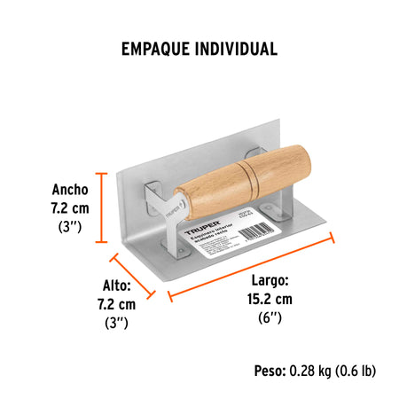 Esquinero interior para acabado recto Truper