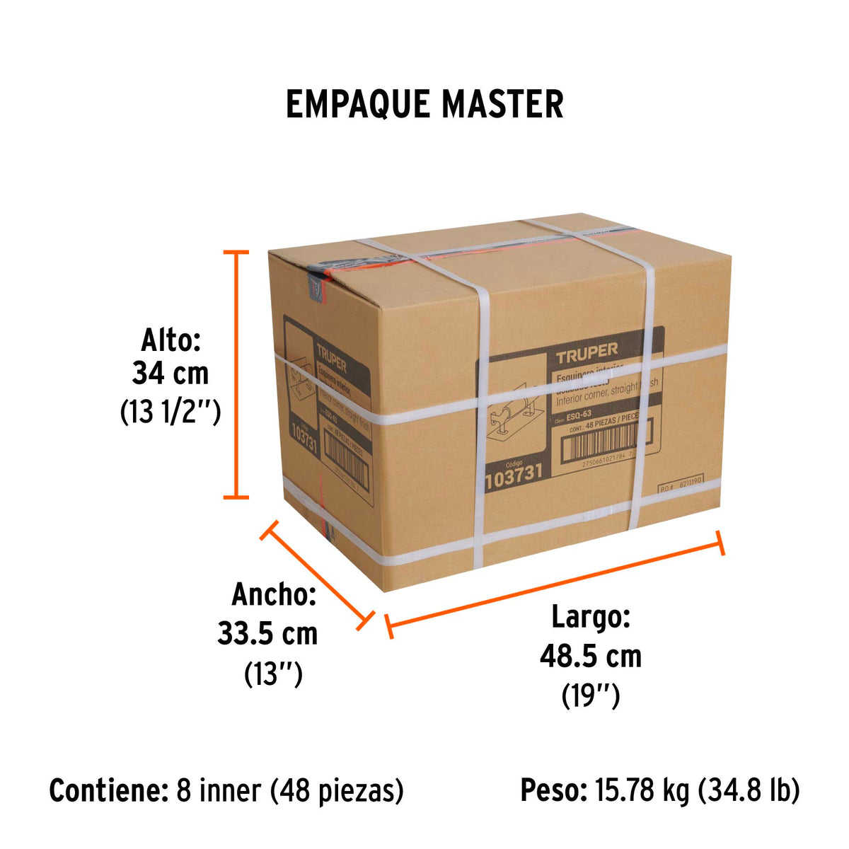 Esquinero interior para acabado recto Truper