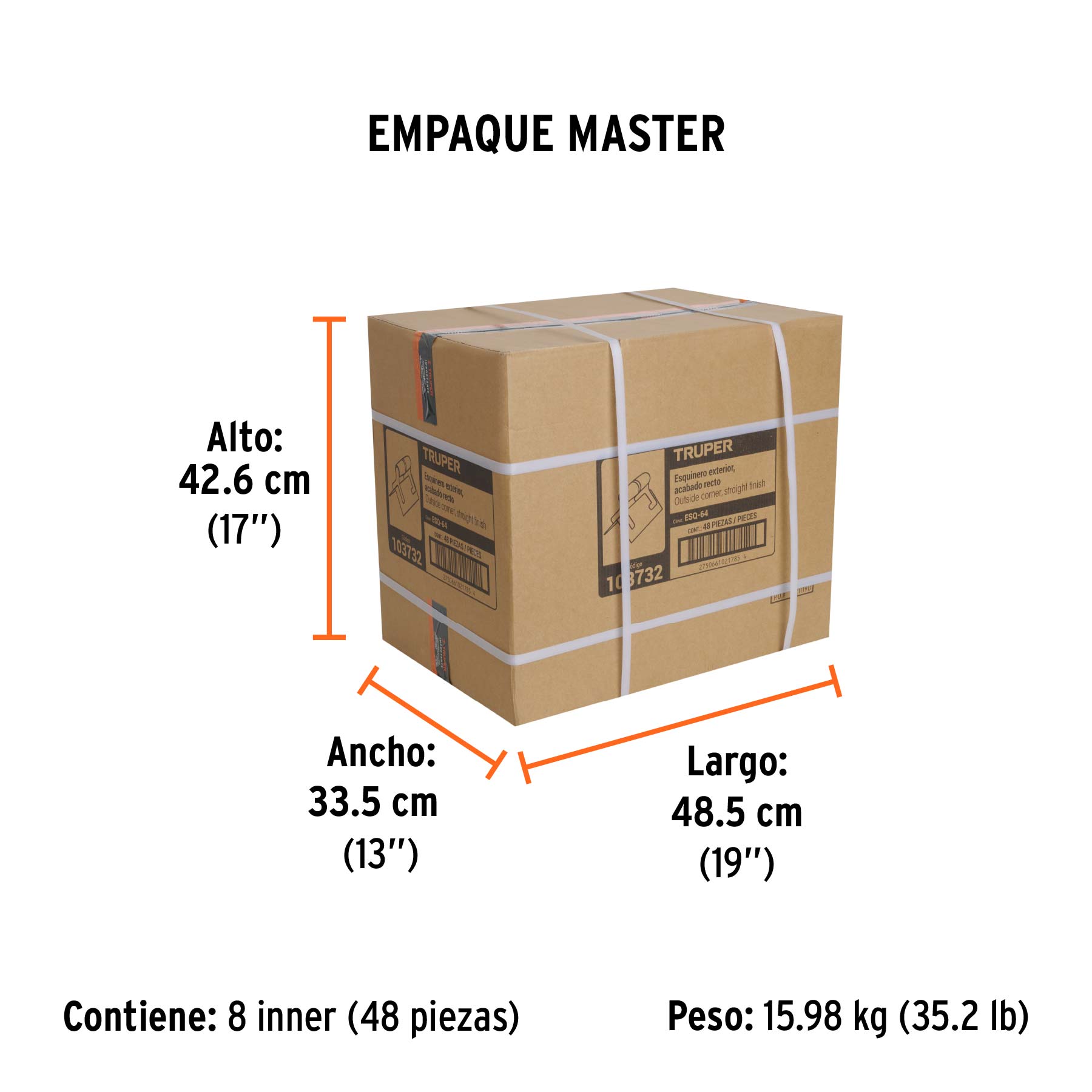 Esquinero exterior para acabado recto Truper