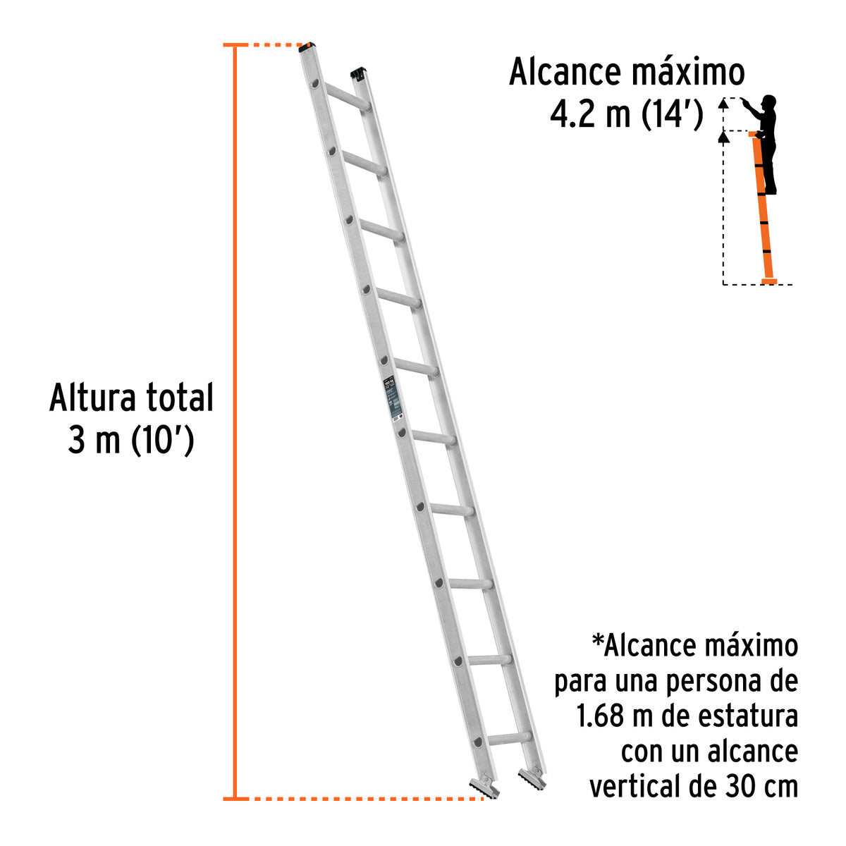 Escalera recta, tipo III, 10 peldaños, TRUPER
