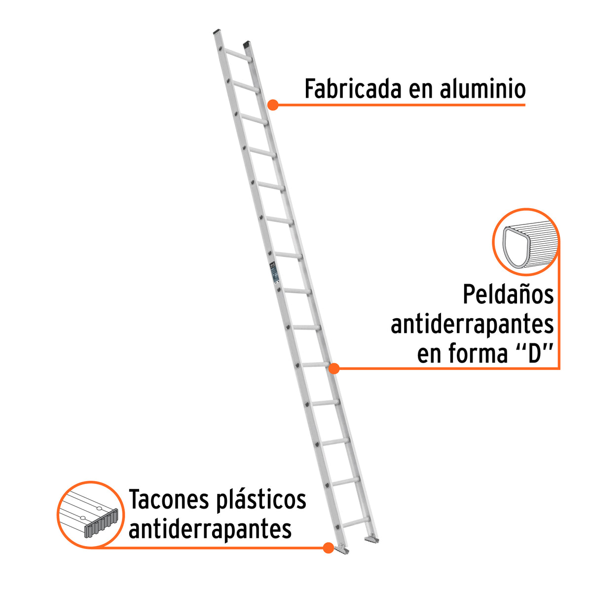 Escalera recta, tipo III, 14 peldaños, TRUPER