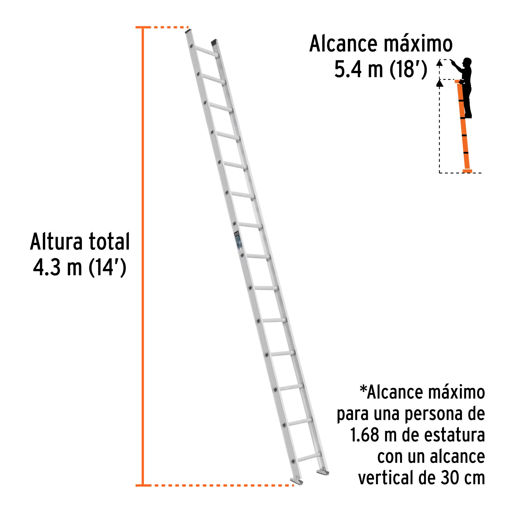 Escalera recta, tipo III, 14 peldaños, TRUPER