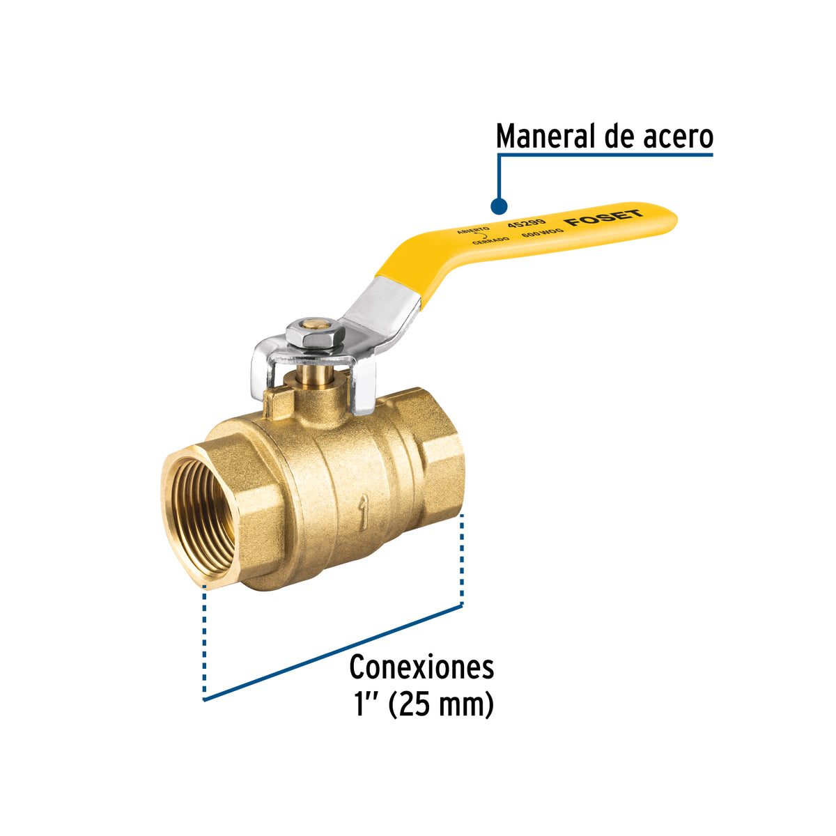 Válvula de esfera para gas, roscable, 1', alta presión