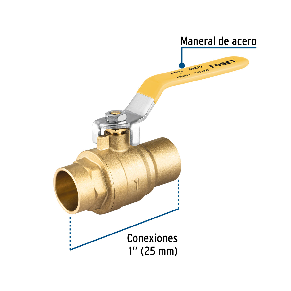 Válvula de esfera para gas, soldable, 1', alta presión