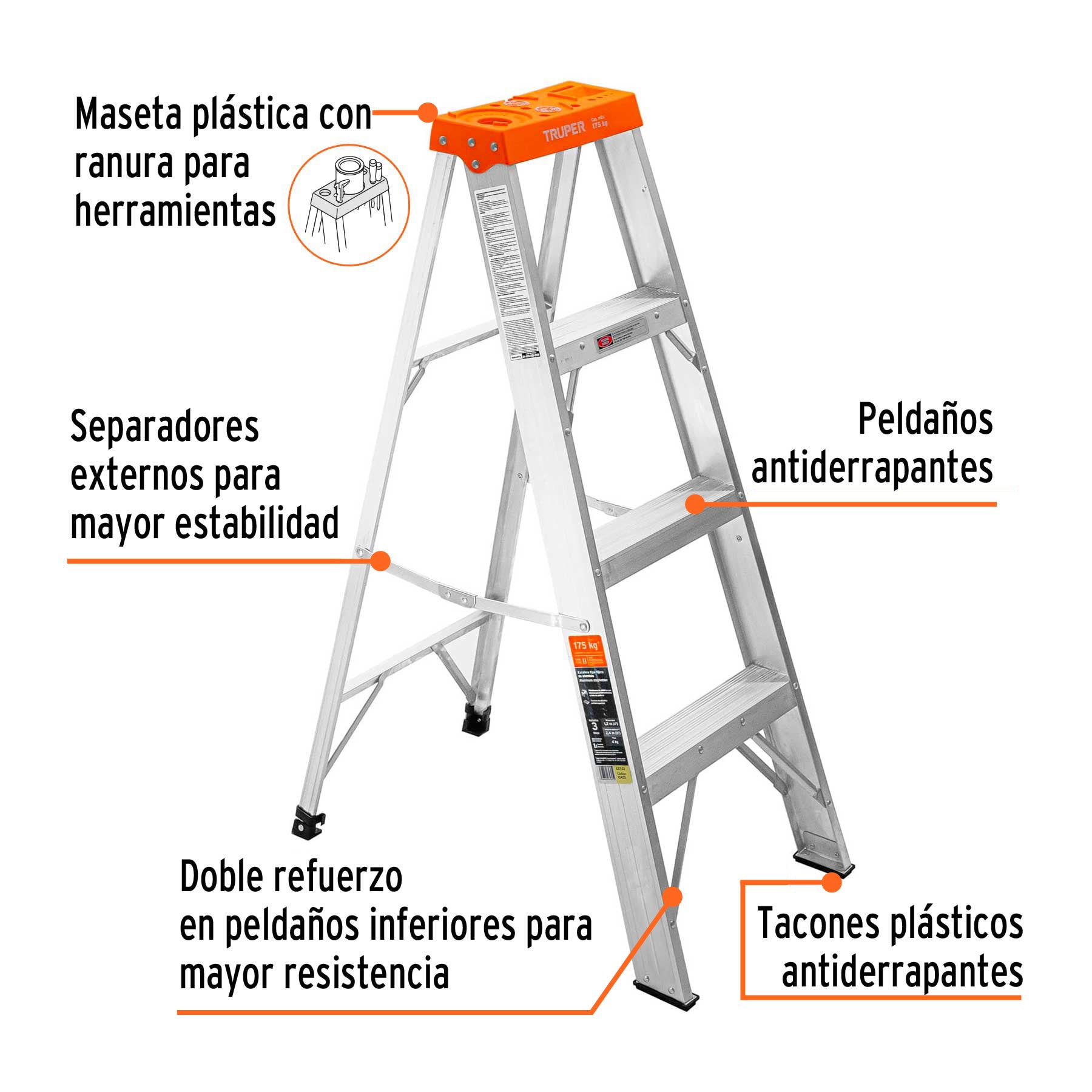 Escalera de tijera tipo II 3 peldanos Truper