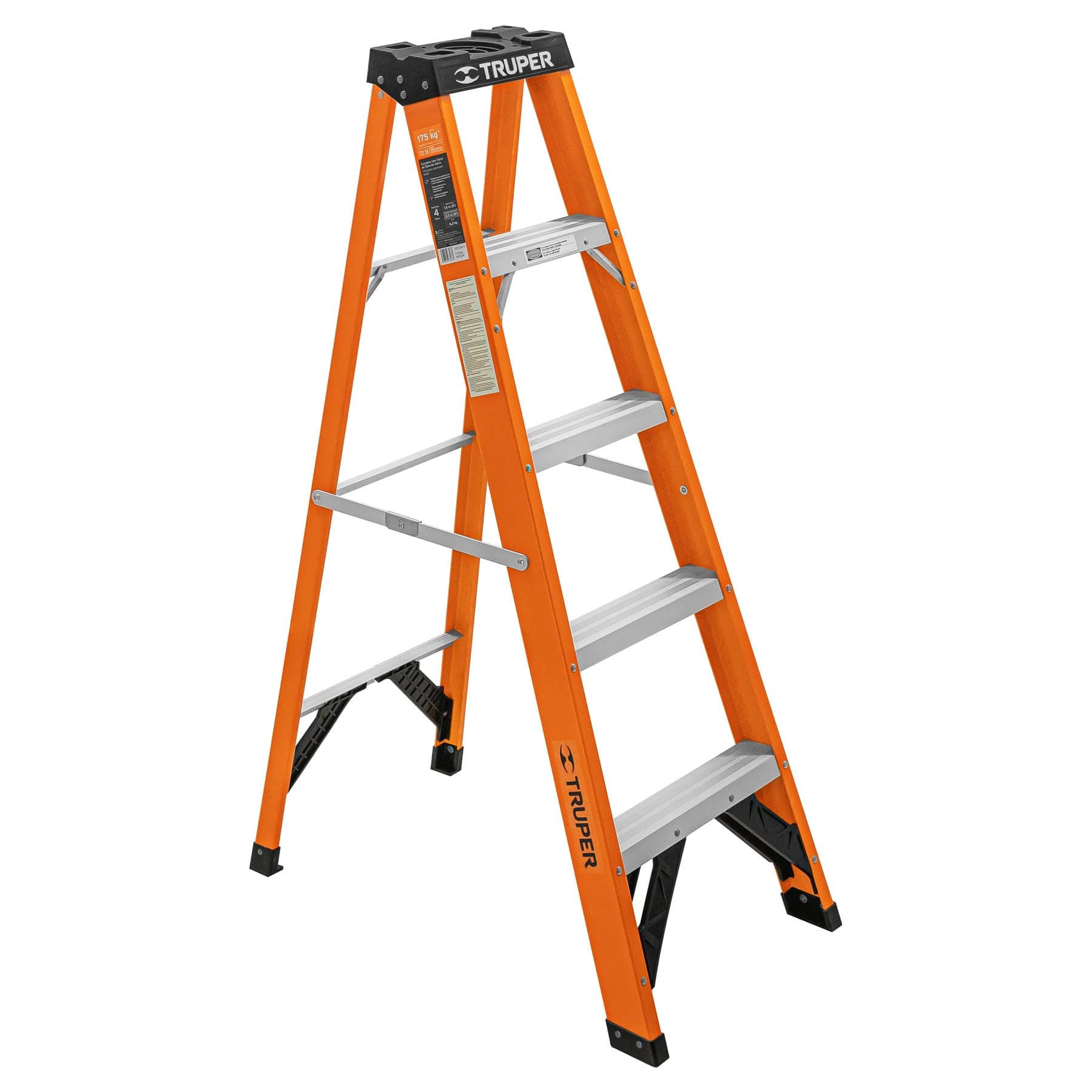 Escalera de tijera tipo ll 4 peldanos fibra de vidrio