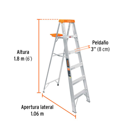 Escalera de tijera tipo ll 5 peldanos y bandeja Truper