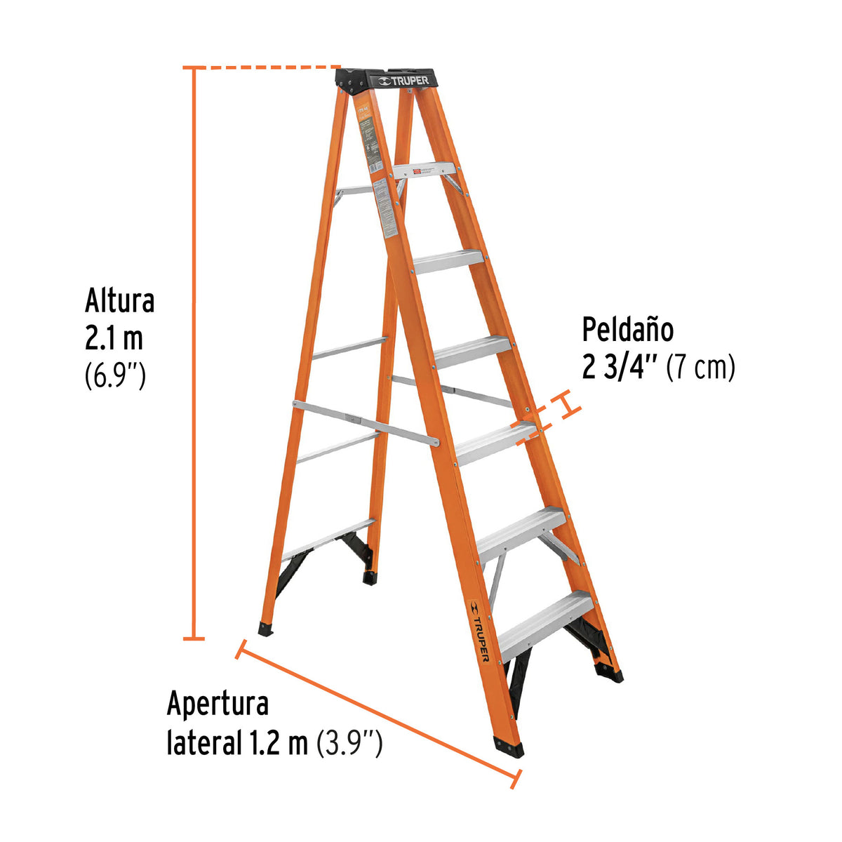 Escalera de tijera tipo ll 6 peldanos fibra de vidrio