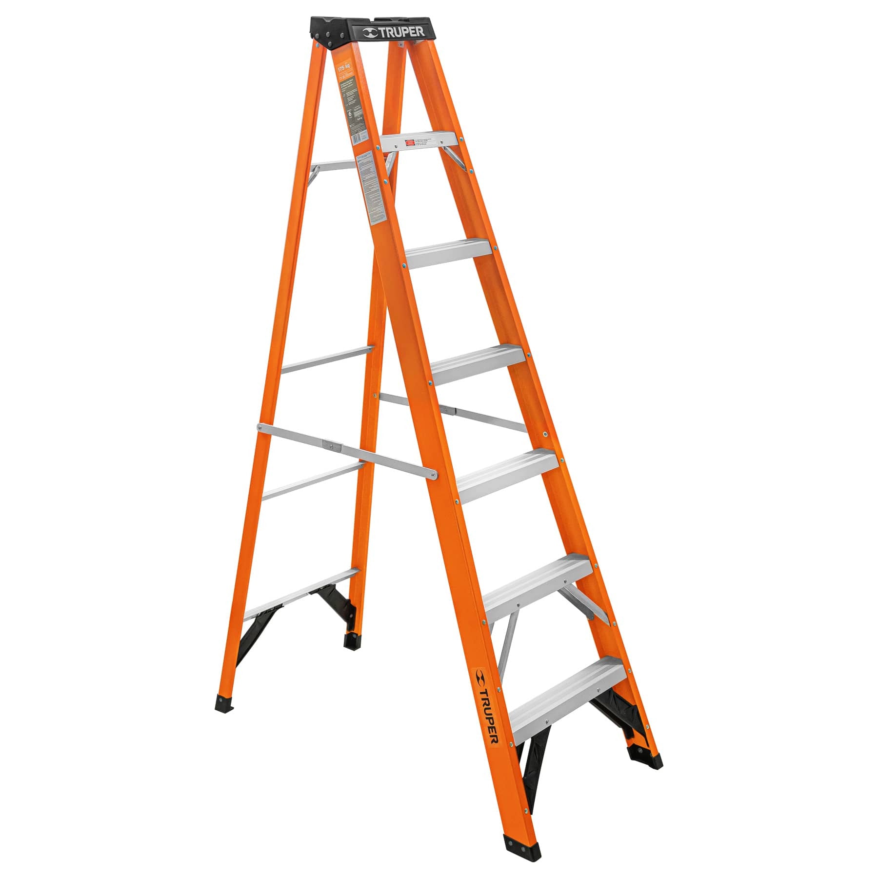 Escalera de tijera tipo ll 6 peldanos fibra de vidrio