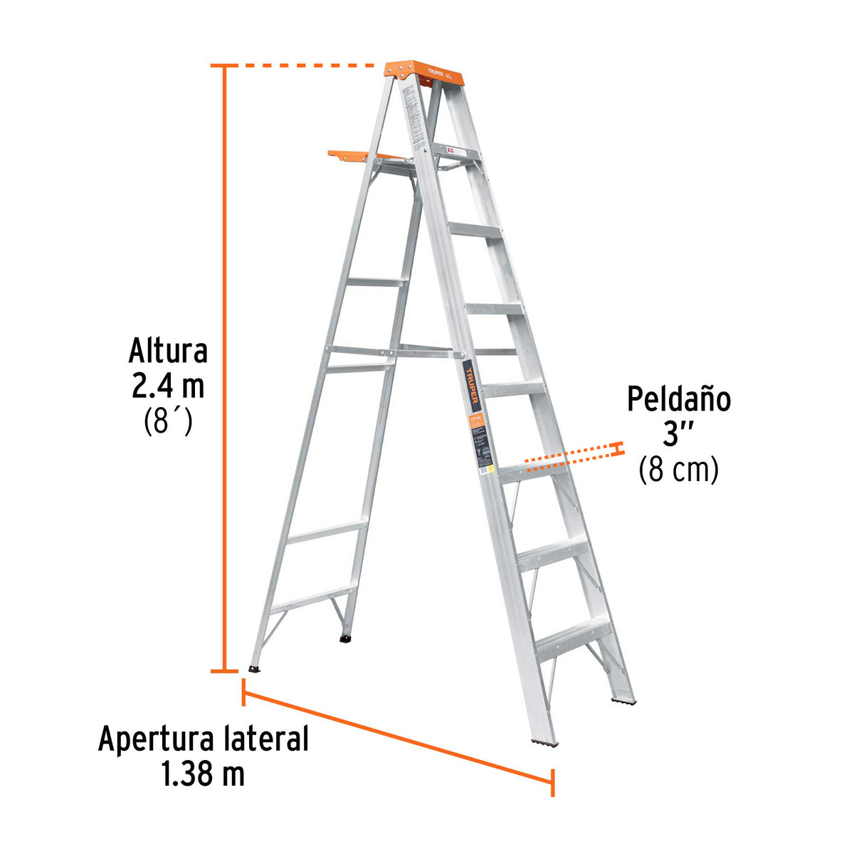 Escalera de tijera tipo II 7 peldanos y bandeja Truper