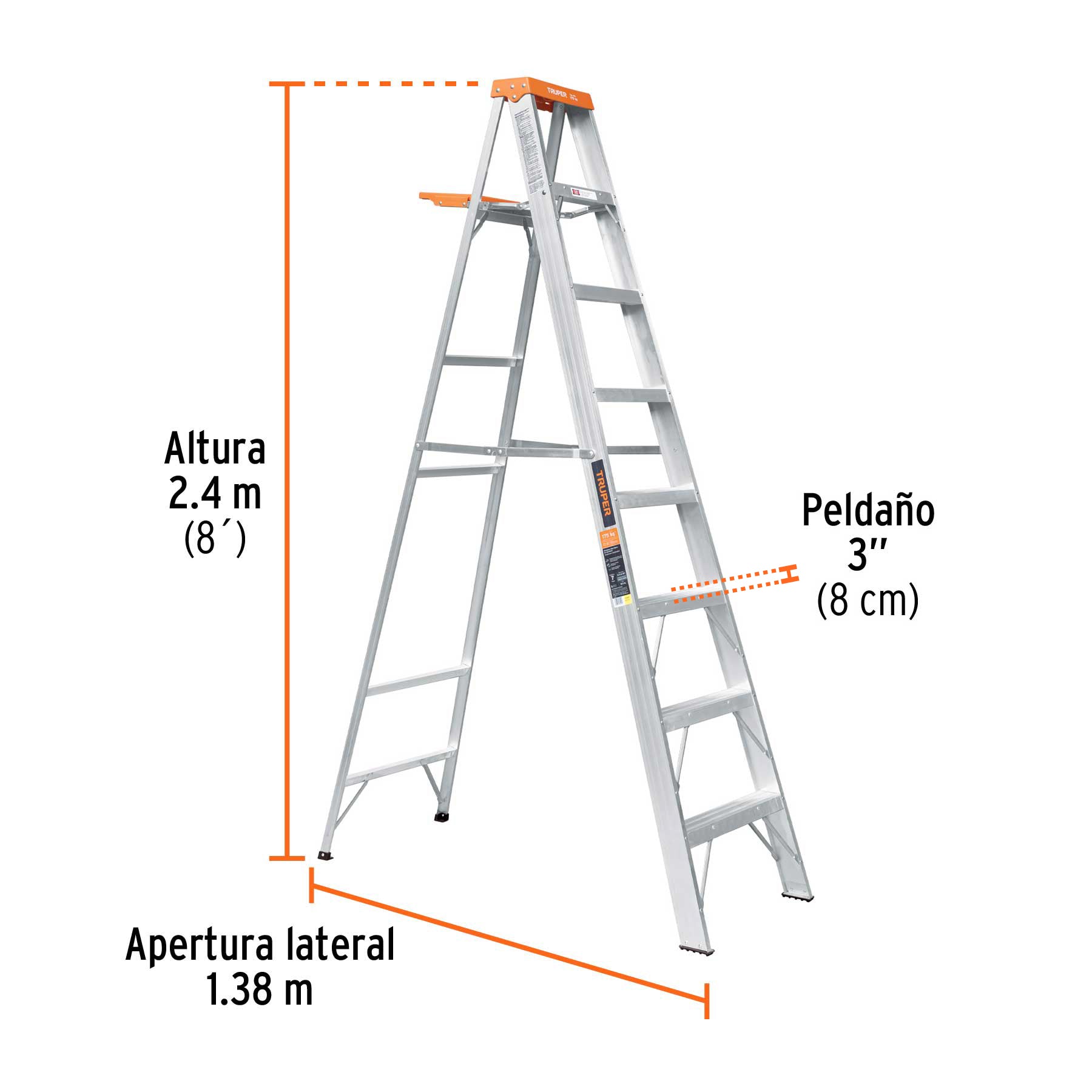 Escalera de tijera tipo II 7 peldanos y bandeja Truper