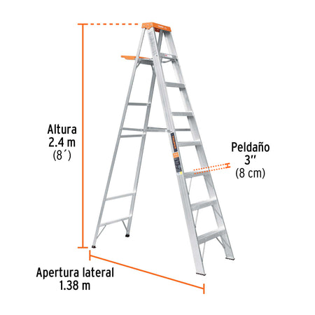 Escalera de tijera tipo II 7 peldanos y bandeja Truper