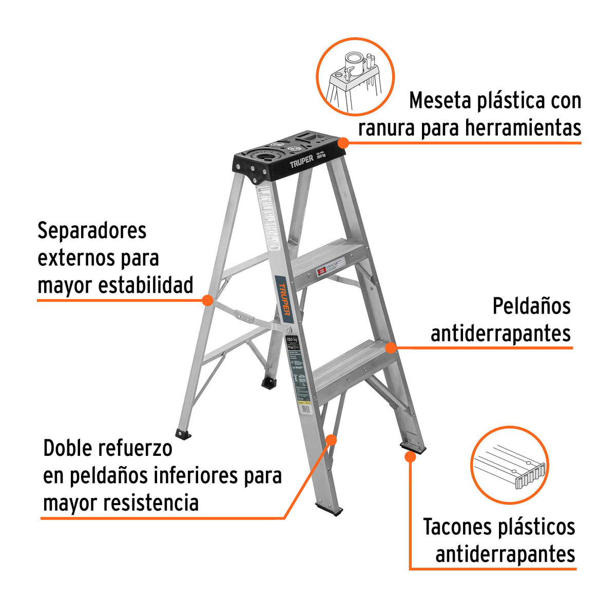 Escalera de tijera tipo III 2 escalones Truper