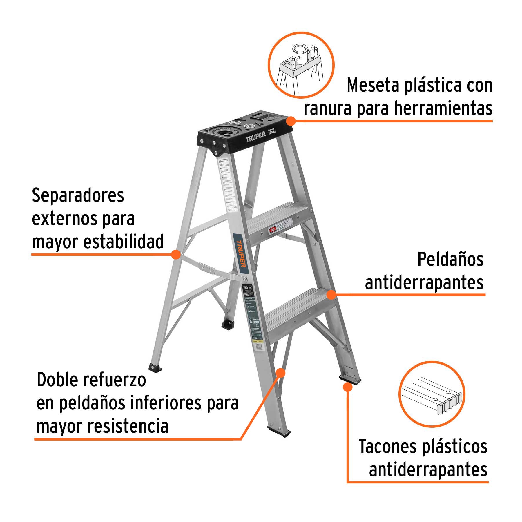 Escalera de tijera tipo III 2 escalones Truper