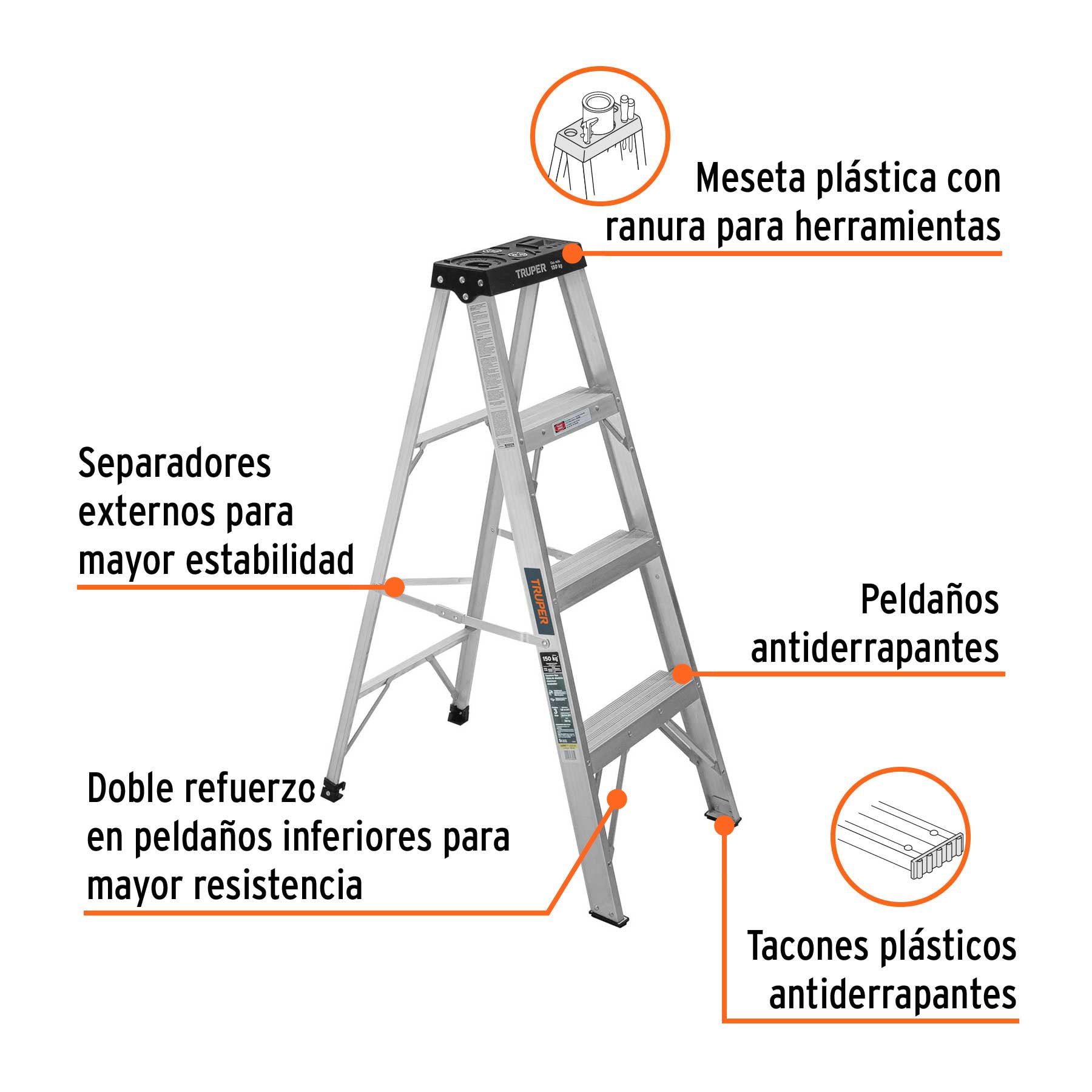 Escalera de tijera tipo III 3 escalones Truper