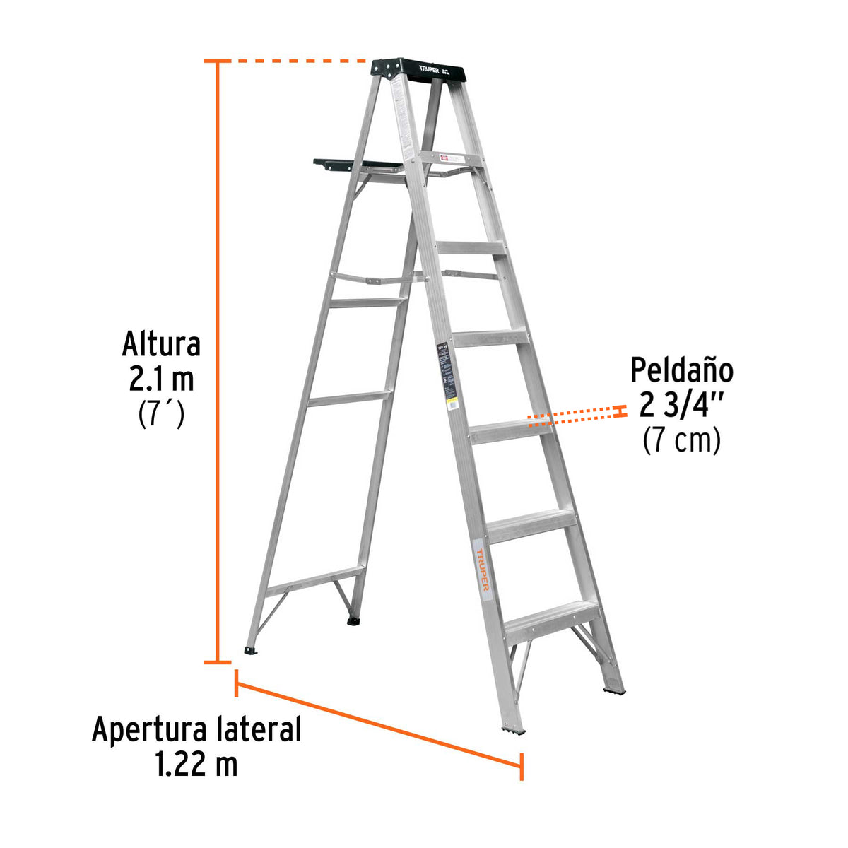 Escalera de tijera tipo III 6 escalones y bandeja Truper