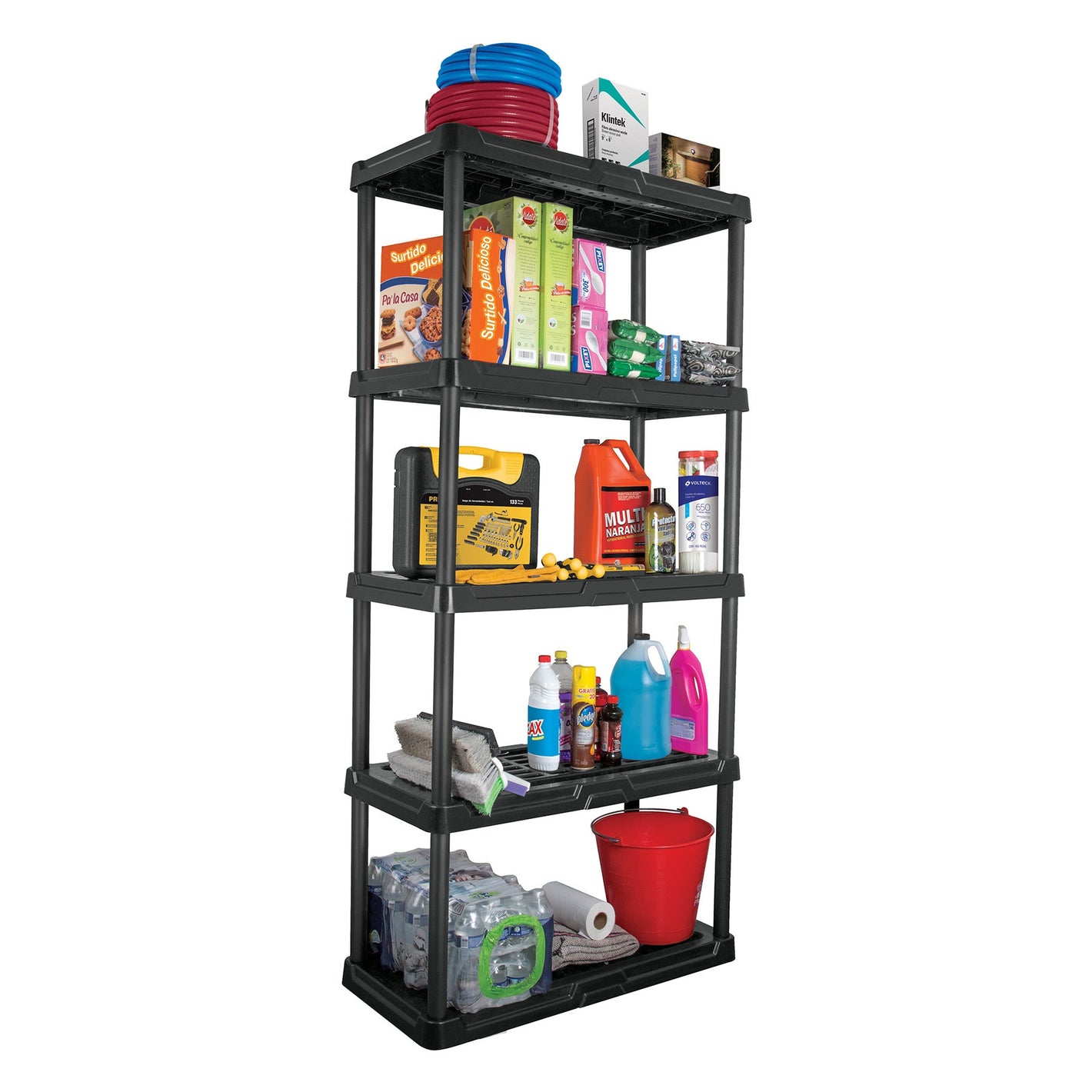 Estante plástico amplio 4 rep/cap. 35 kg, 140x44x92, Pretul