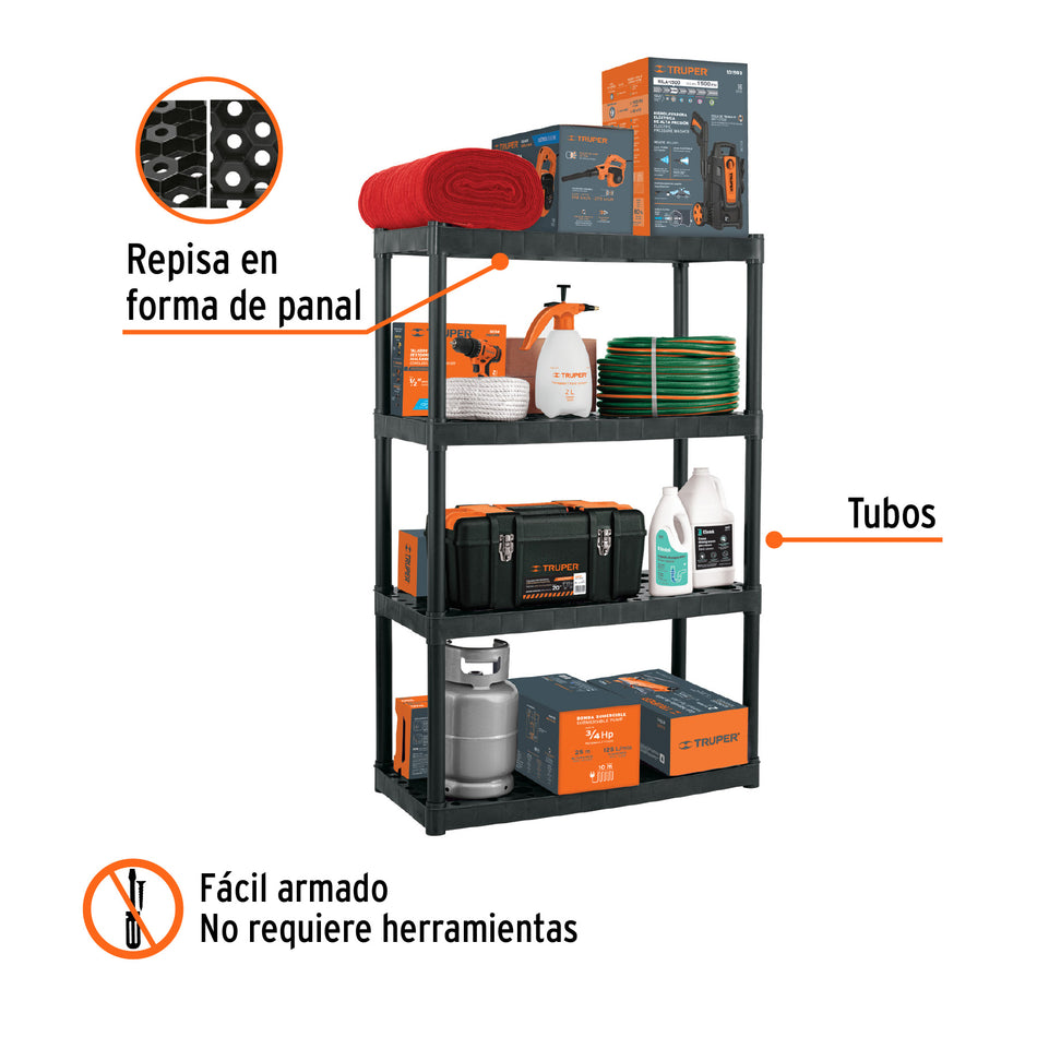 Estante plastico uso rudo 4 rep/cap. 70 Kg 142x43x91TRUPER