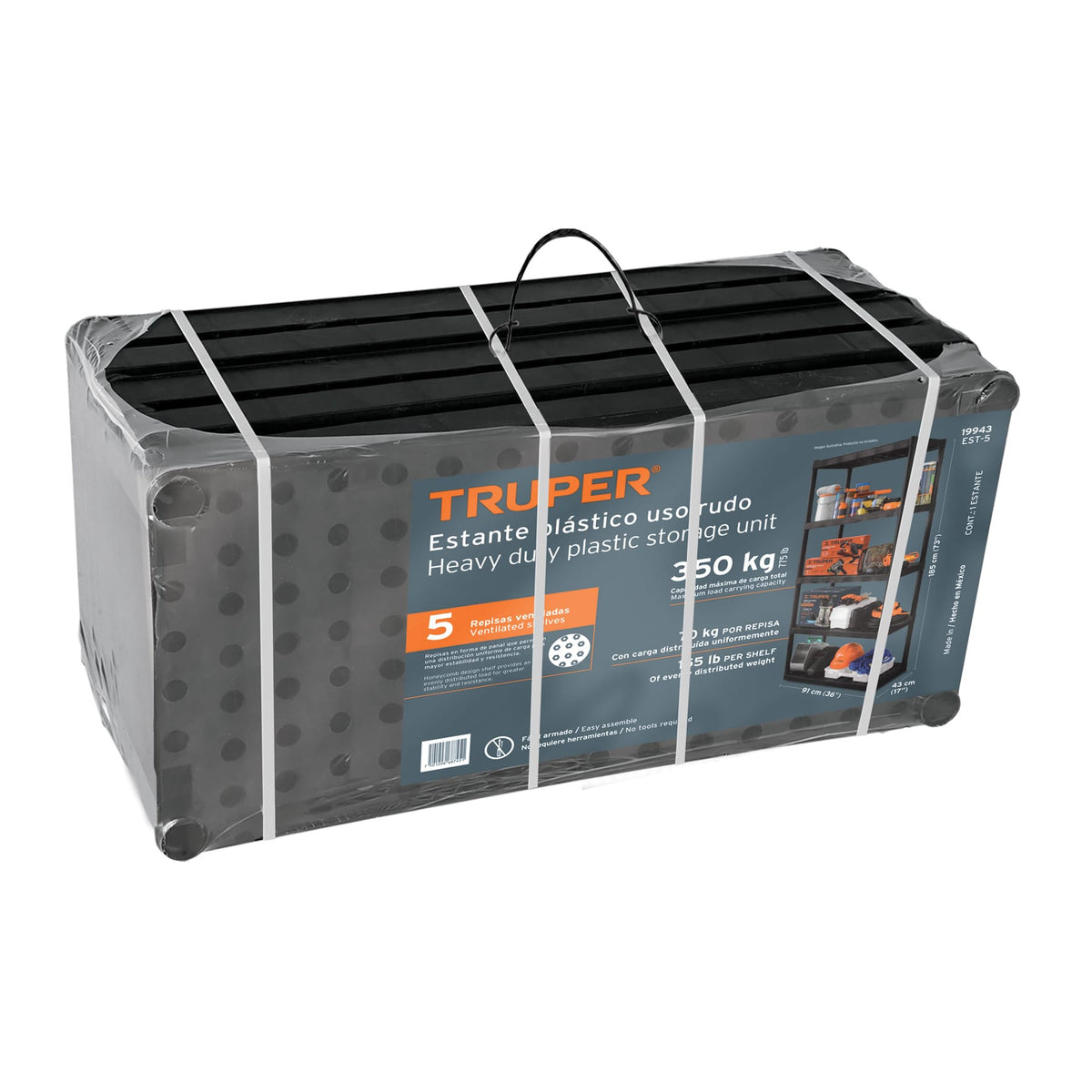 Estante plastico uso rudo 5 rep/cap. 70 Kg 185x43x91TRUPER