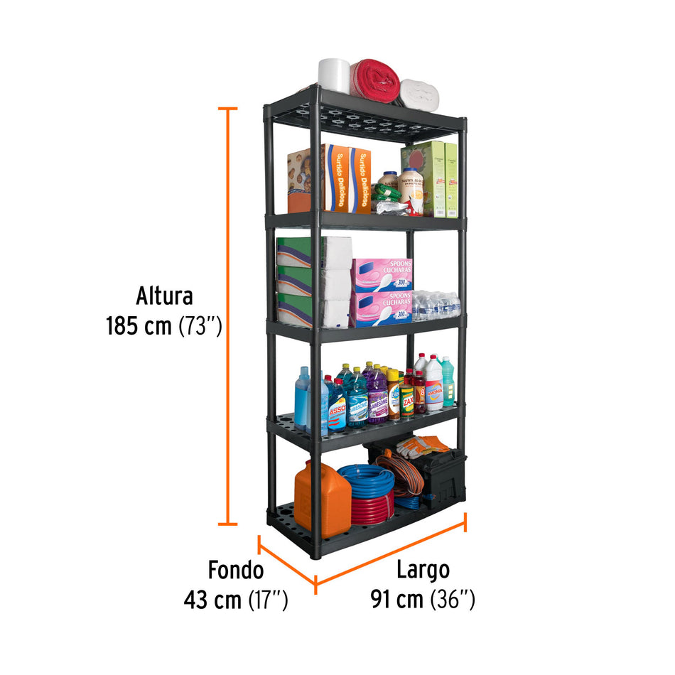 Estante plastico uso rudo 5 rep/cap. 70 Kg 185x43x91TRUPER