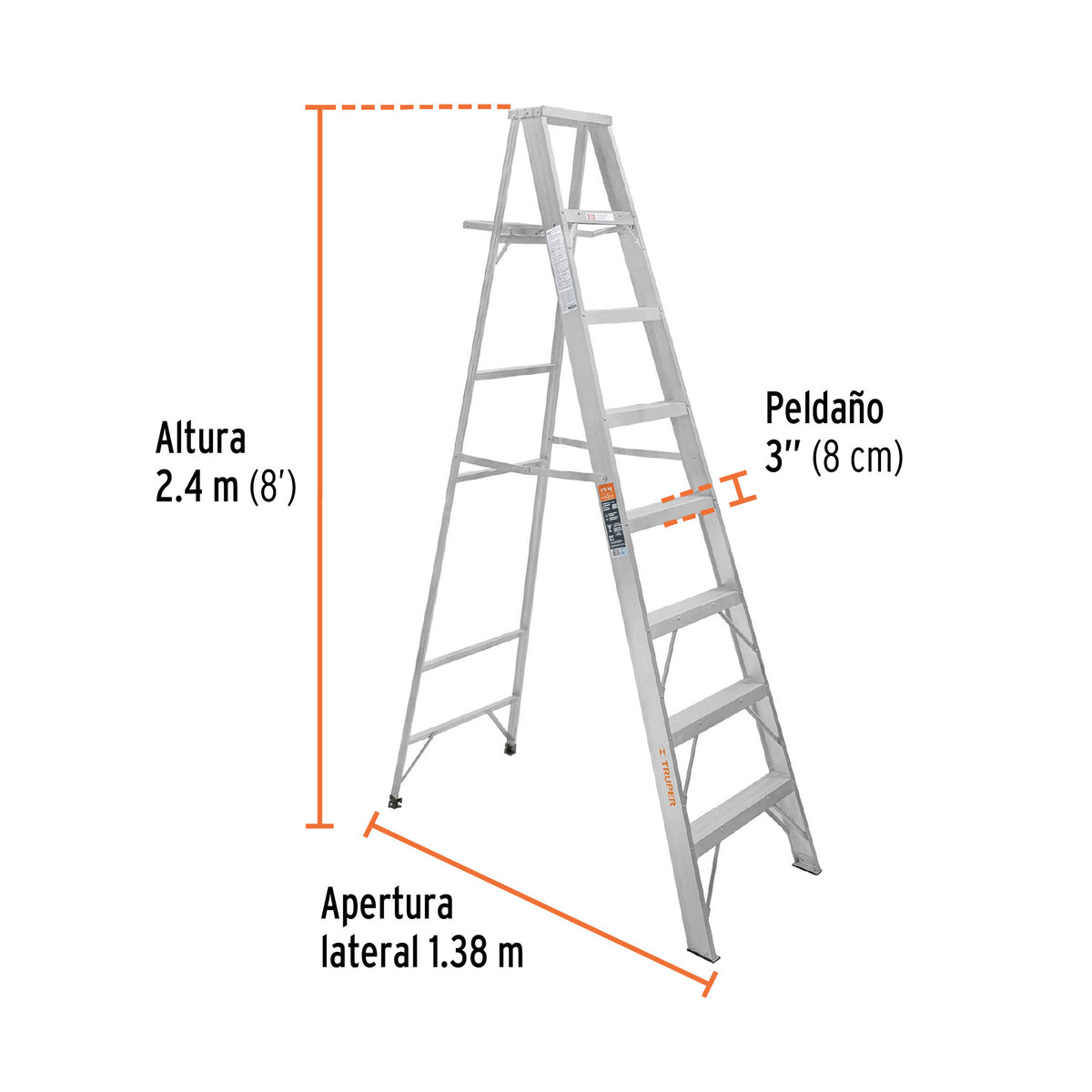 Escalera de tijera 100% aluminio tipo ll 7 peldanos Truper
