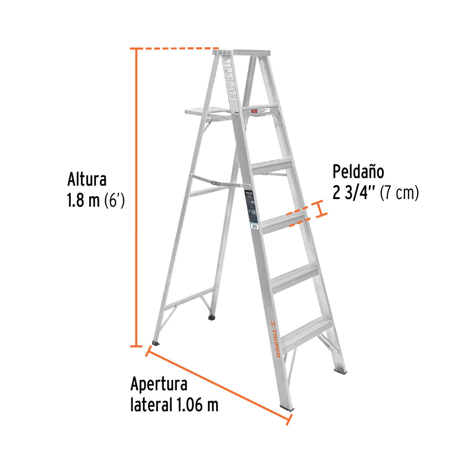 Escalera de tijera 100% aluminio tipo lll 5 peldanos Truper