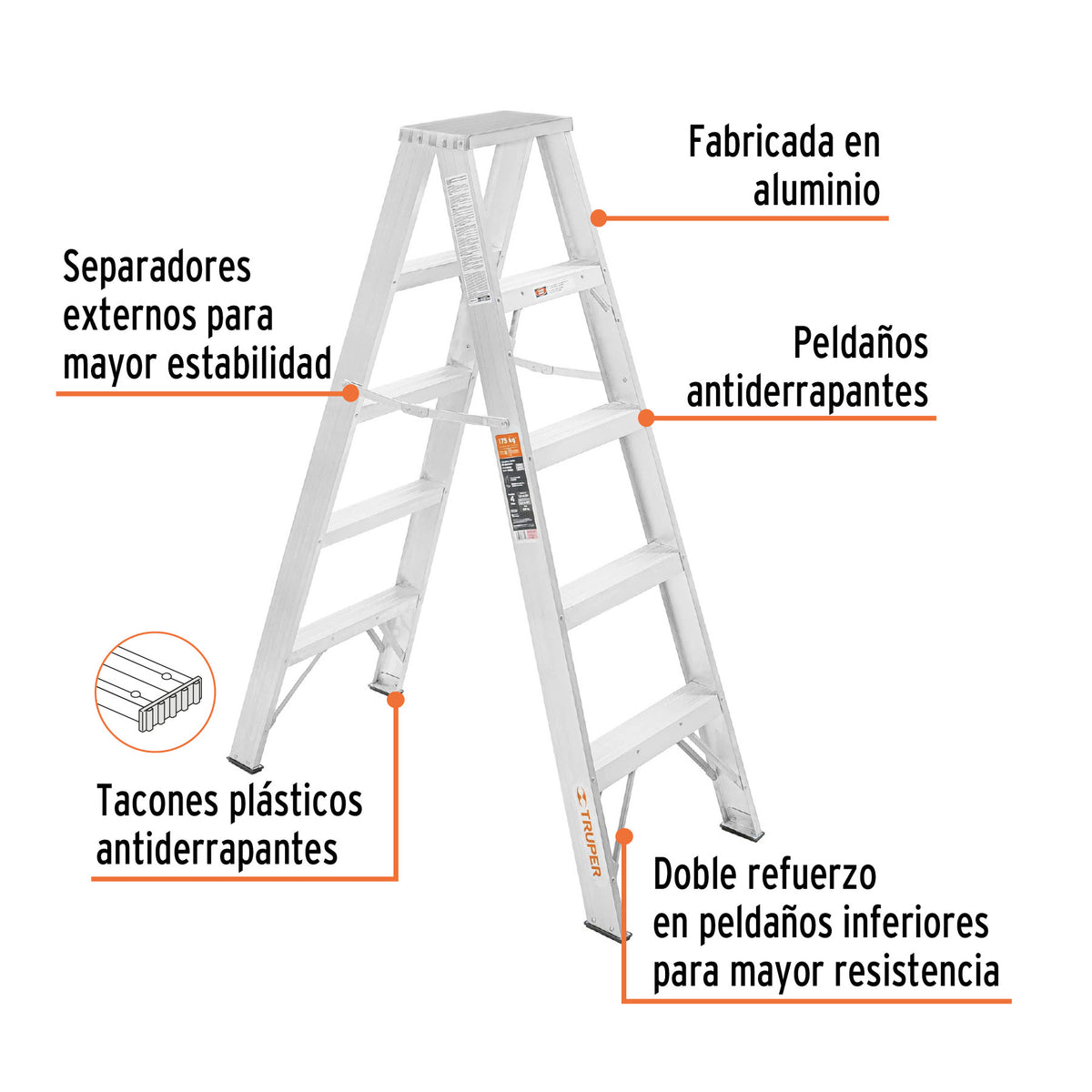 Escalera de tijera doble tipo ll 4 escalones Truper