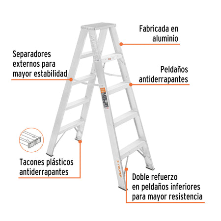 Escalera de tijera doble tipo ll 4 escalones Truper