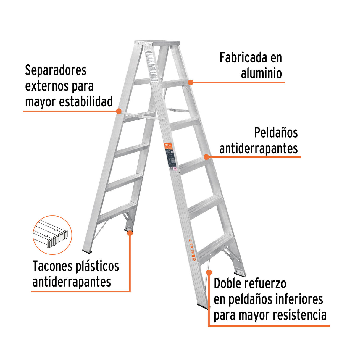 Escalera de tijera doble tipo ll 5 escalones Truper