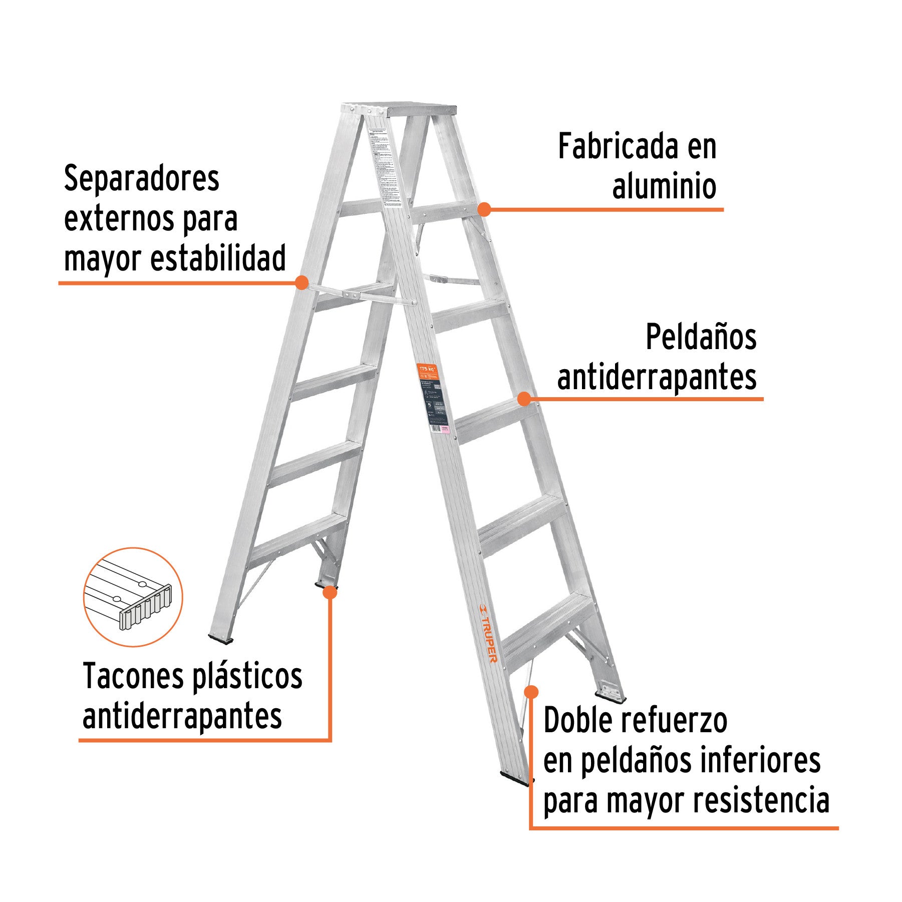 Escalera de tijera doble tipo ll 5 escalones Truper