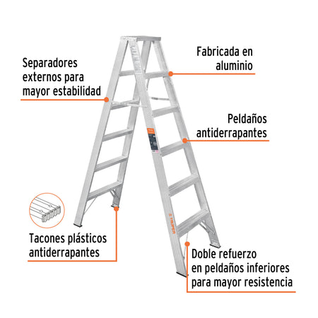 Escalera de tijera doble tipo ll 5 escalones Truper