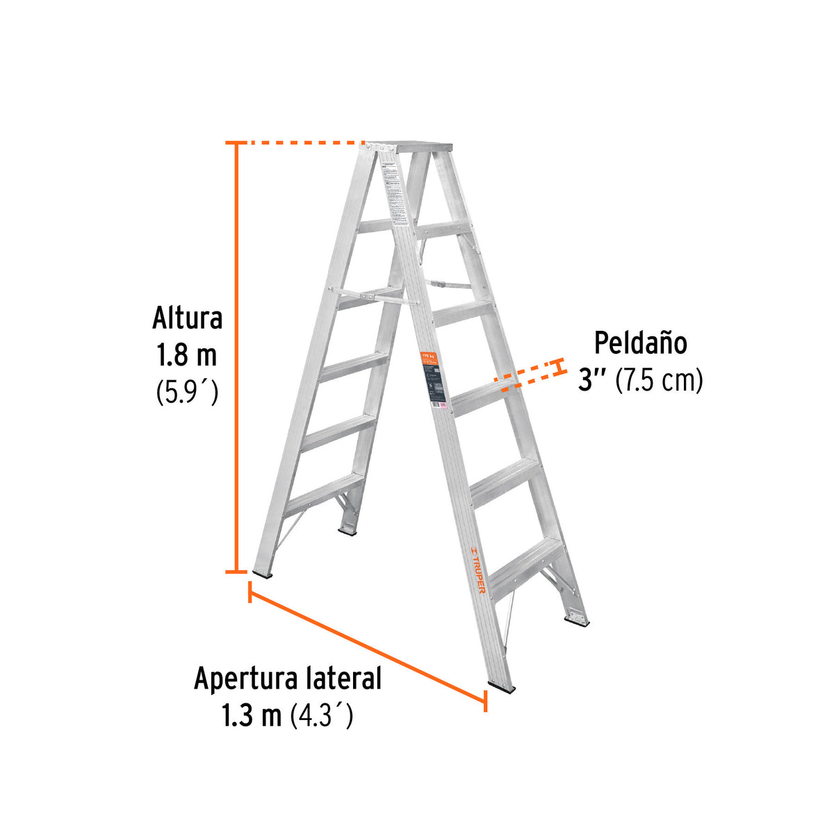 Escalera de tijera doble tipo ll 5 escalones Truper