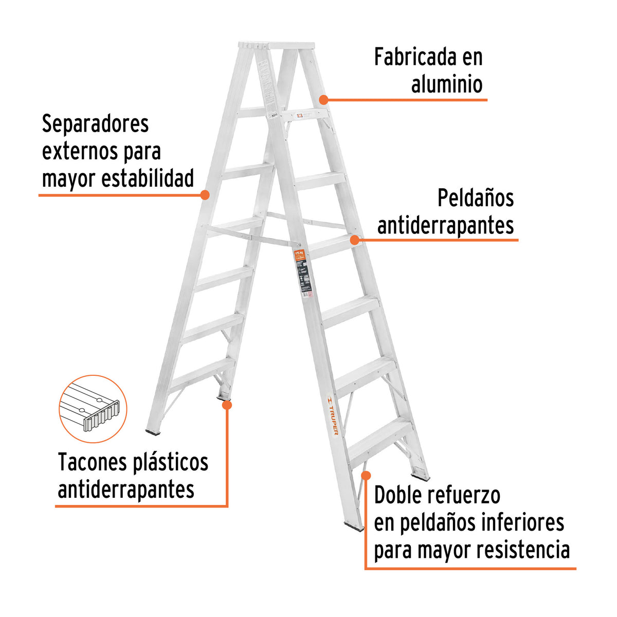 Escalera de tijera doble tipo ll 6 escalones Truper