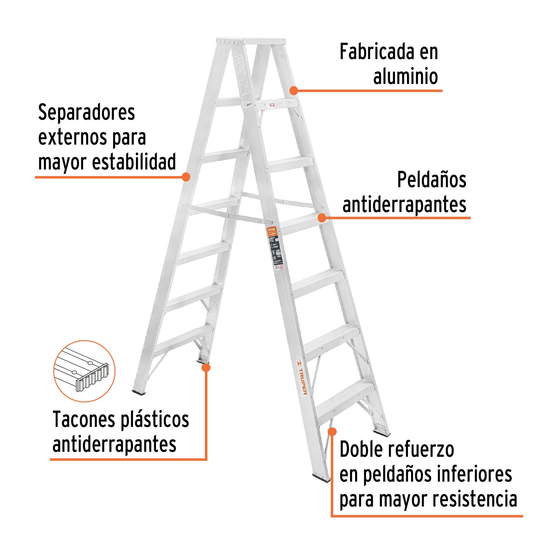 Escalera de tijera doble tipo ll 6 escalones Truper