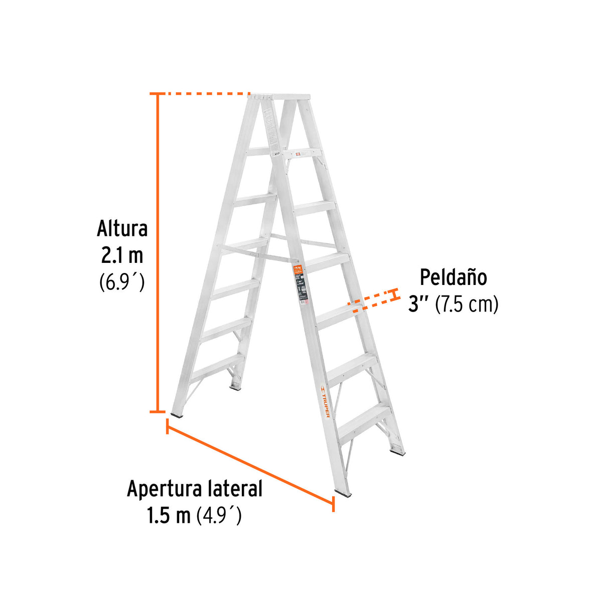 Escalera de tijera doble tipo ll 6 escalones Truper