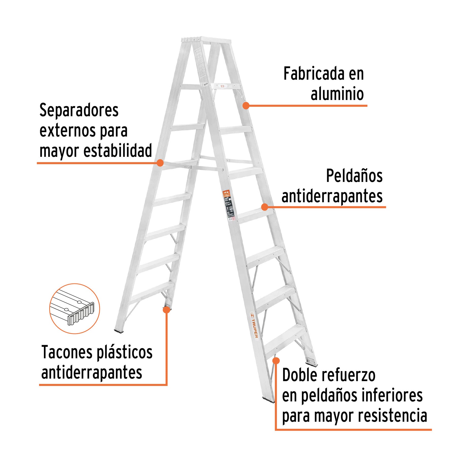 Escalera de tijera doble tipo ll 7 escalones Truper