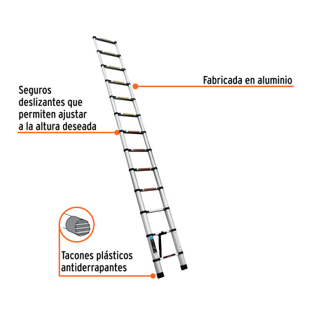 Escalera telescopica13 peldanos tipo II capacidad 102kg