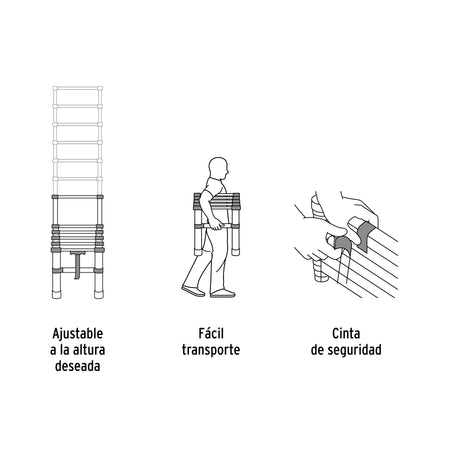 Escalera telescopica13 peldanos tipo II capacidad 102kg