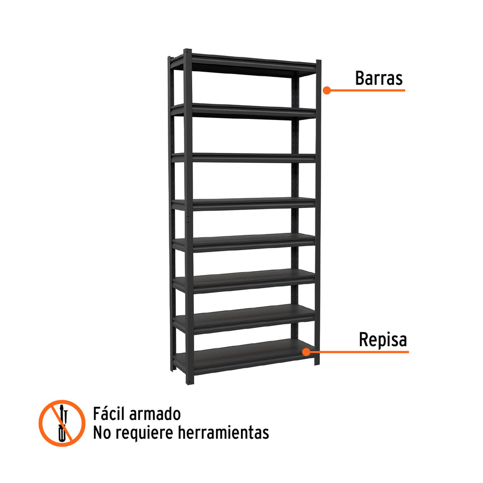 Estante metalico capacidad 80 Kg180x30x85 TRUPER 8 repisas